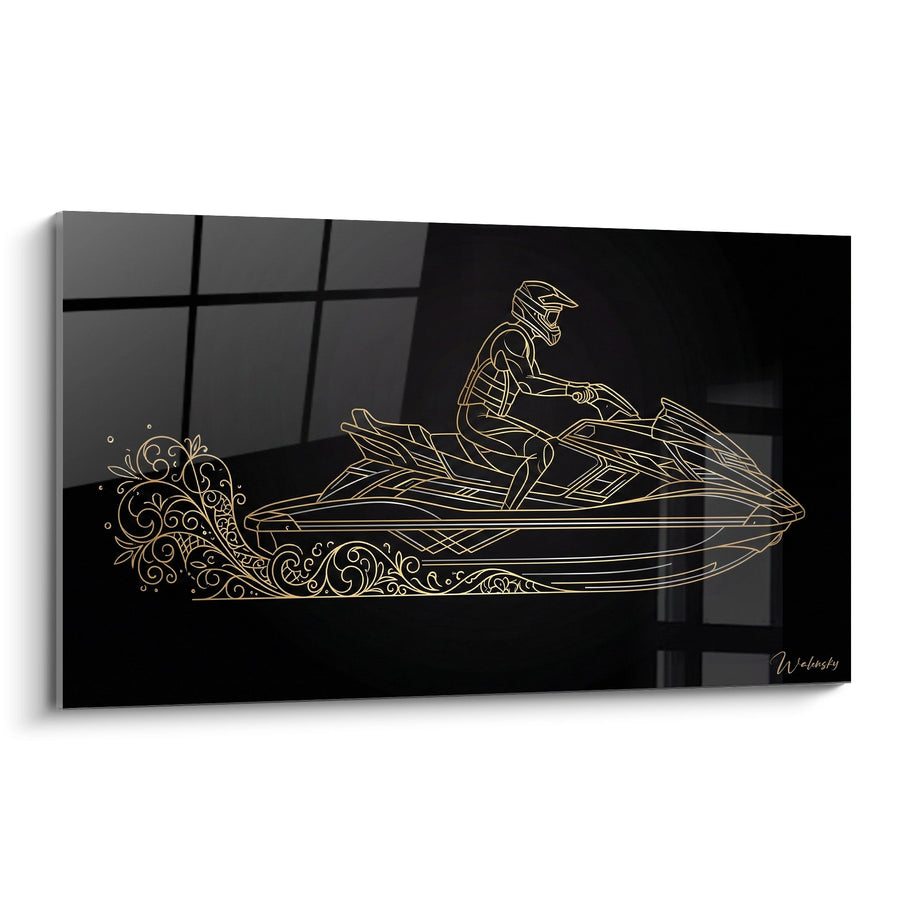 Tableau Jetski Doré Lineart - Vitesse Aquatique - Edition Jetski