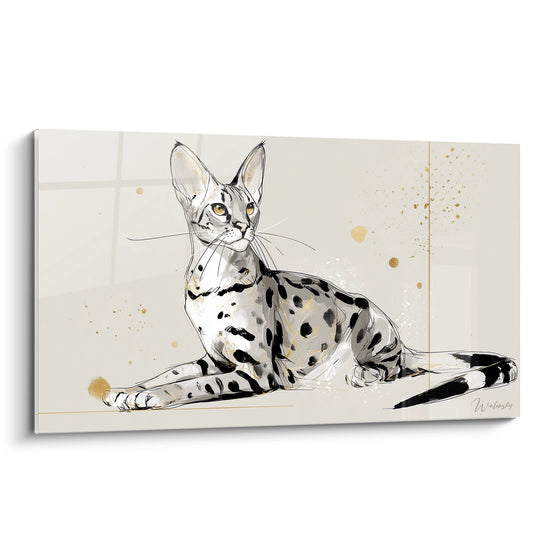 Savannah Cat Painting Reclining - Feline Posture - Savannah Cat Edition