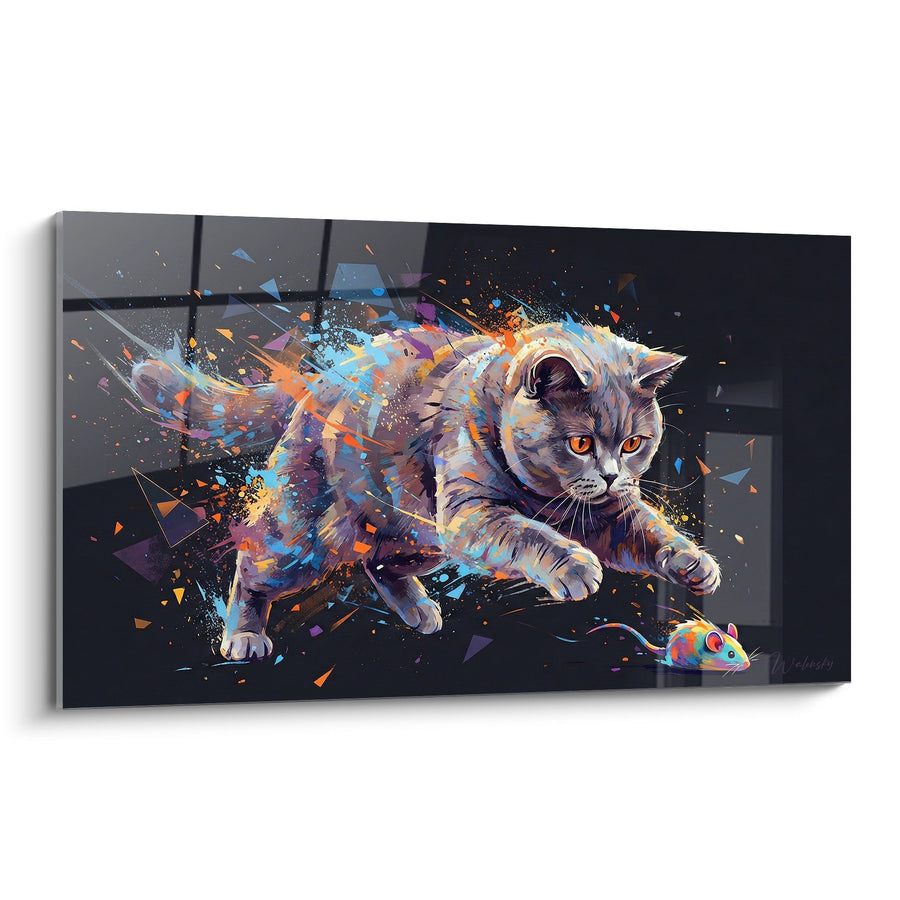 Tableau chat British shorthair explosion artistique - Art digital moderne - Edition chat British shorthair