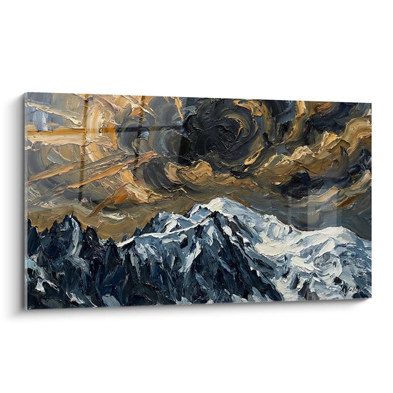 Schilderij Besneeuwde Berg - Alpenstorm - Editie Le Mont Blanc