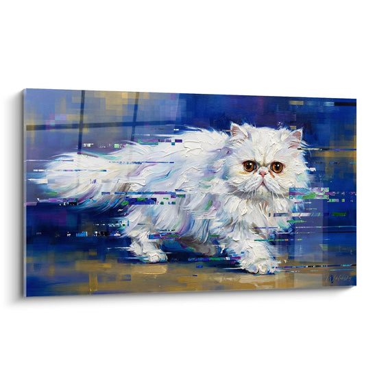Digitale Schilderij van Witte Perzische Kat - Artistiek Glitch - Editie Perzische kat