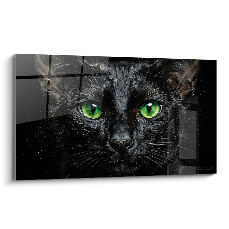 Obraz Kota Czarnego z Zielonymi Oczami - Tajemniczy Wzrok - Edycja kota Oriental Shorthair