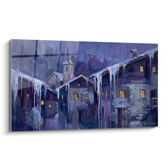 Cuadro Pueblo Alpino Invernal - Noche de Navidad en Saboya - Edición La Saboya