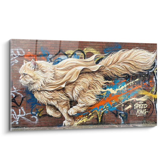 Schilderij Perzische Kat Street Art - Speed King - Editie Perzische kat