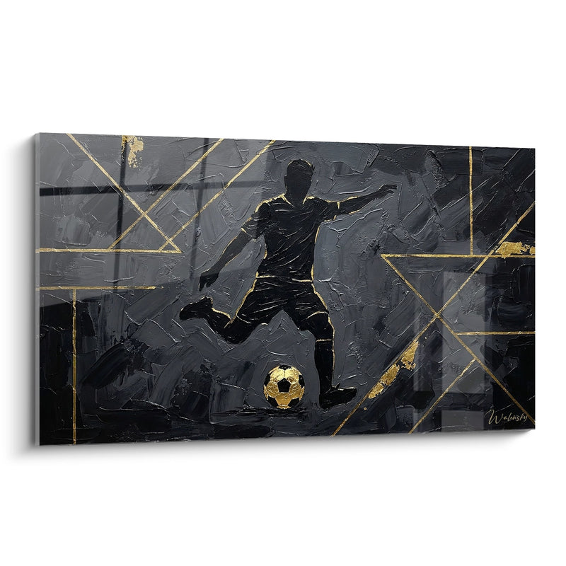 Football Player Silhouette Painting - Golden Elegance - Football Edition