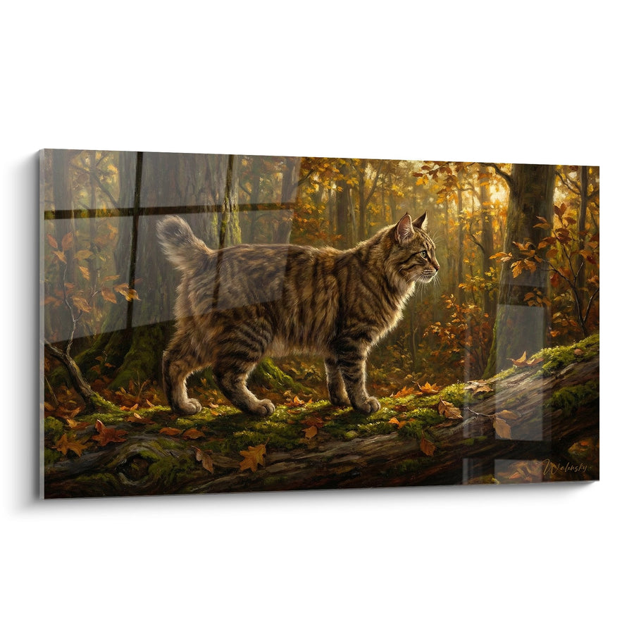 Tableau Chat American Bobtail Forêt Automne - Lumière Dorée - Edition chat American Bobtail