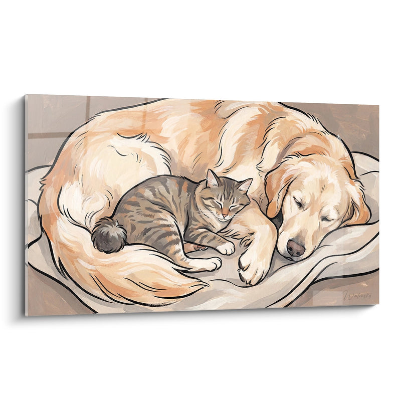 Tabella Chat e Cane Addormentato - Complicità Tenerezza - Edizione gatto Kurilian Bobtail