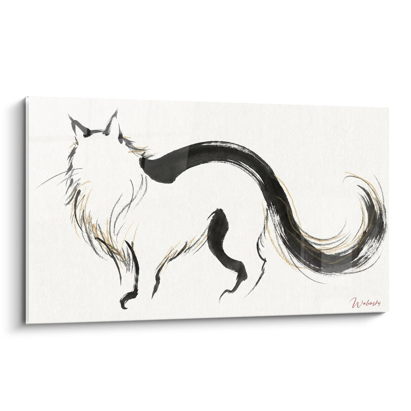 Minimalistische Katzen-Gemälde - Orientalische Eleganz - Maine Coon Ausgabe