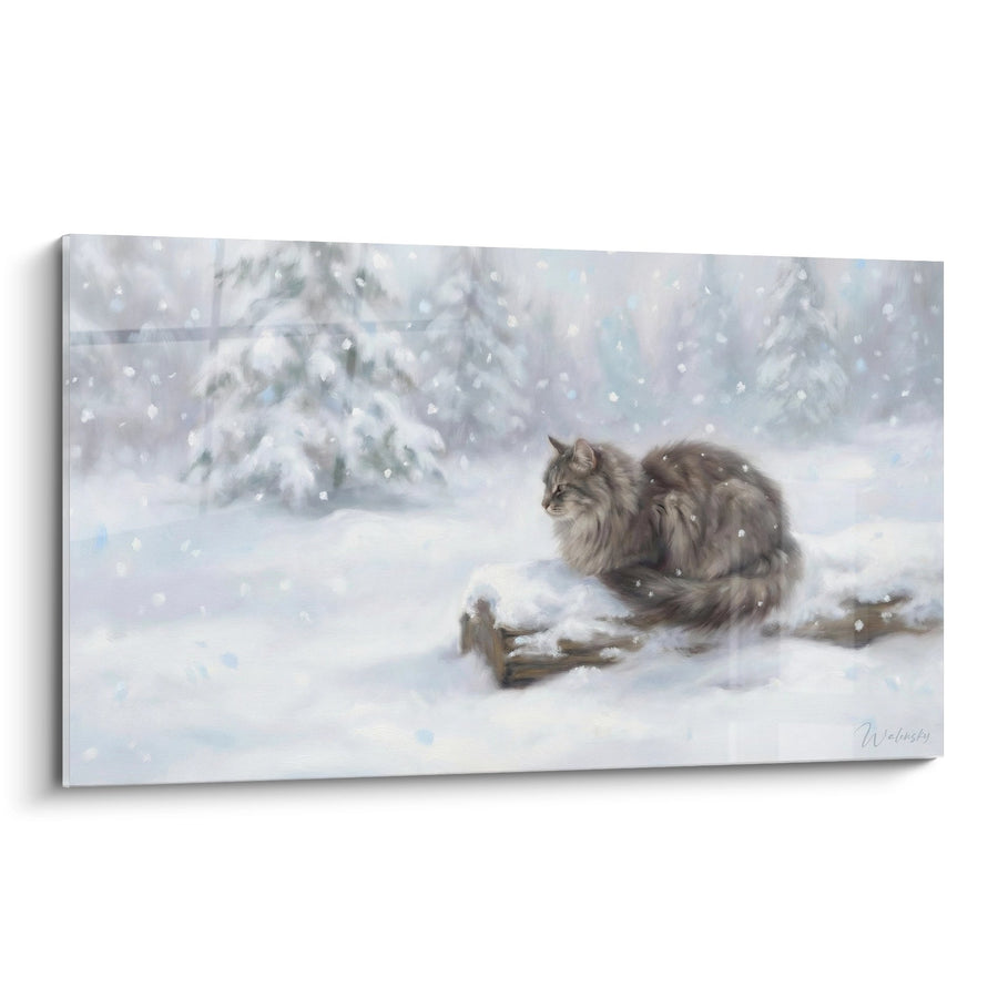 Tableau Chat Norwegian Forest Cat sous la neige - Sérénité Hivernale - Edition chat Norwegian Forest Cat