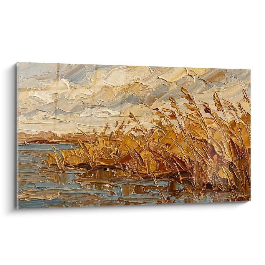 Tableau Roseaux au Bord de l'Eau - Caresse Dorée - Edition Camargue