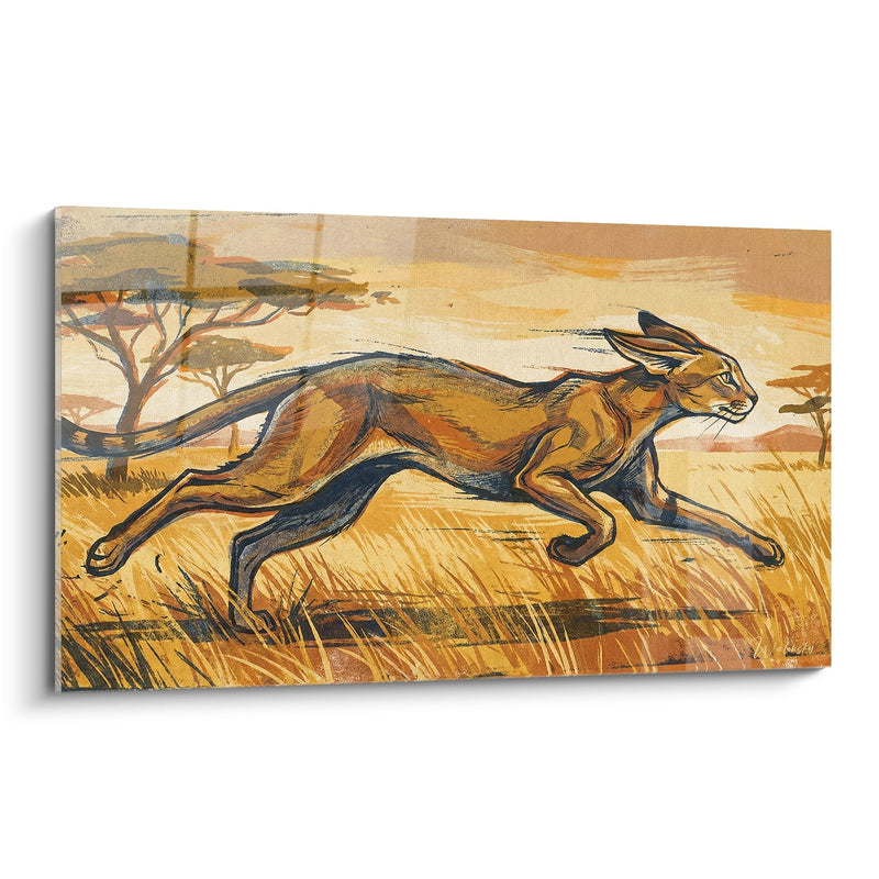 Tableau Chat Sauvage en Course - Élan de Liberté - Edition chat Chausie