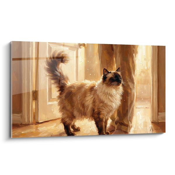 Schilderij Balinese Kat Gouden Licht - Ochtendsereniteit - Editie Balinese kat