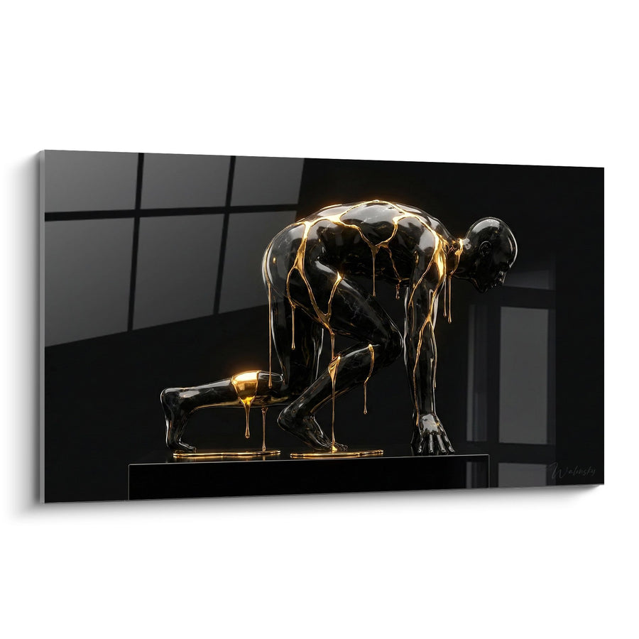 Tableau Sprinter Or Liquide - Puissance Dorée - Edition Athlétisme