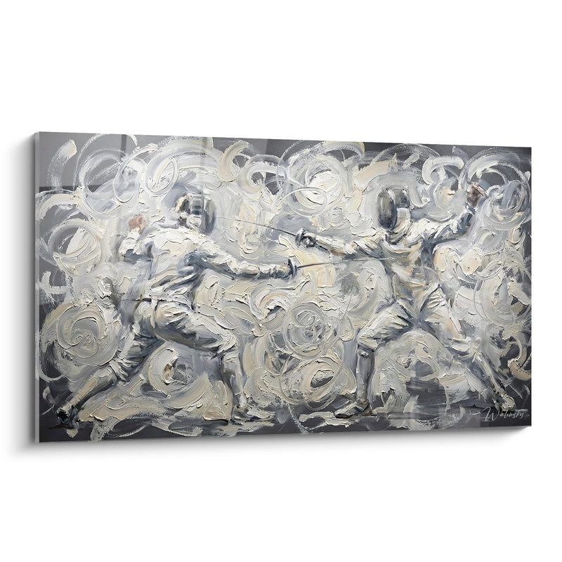Tableau Abstrait Gris - Tourbillons d'Argent - Edition Escrime