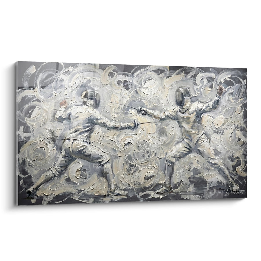 Tableau Abstrait Gris - Tourbillons d'Argent - Edition Escrime
