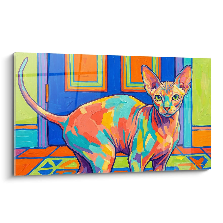 Tableau Chat Peterbald Multicolore - Art Moderne Vibrant - Edition chat Peterbald
