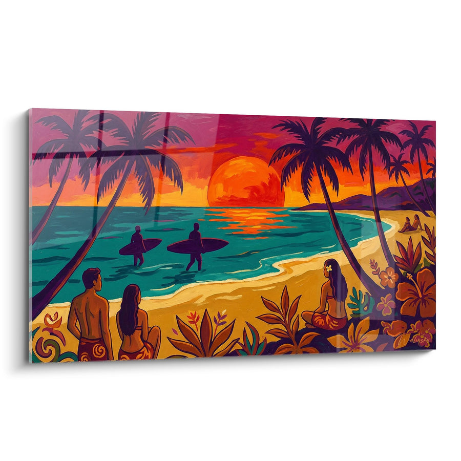 Tableau Coucher de Soleil Tropical - Paradise Surf - Edition Surf