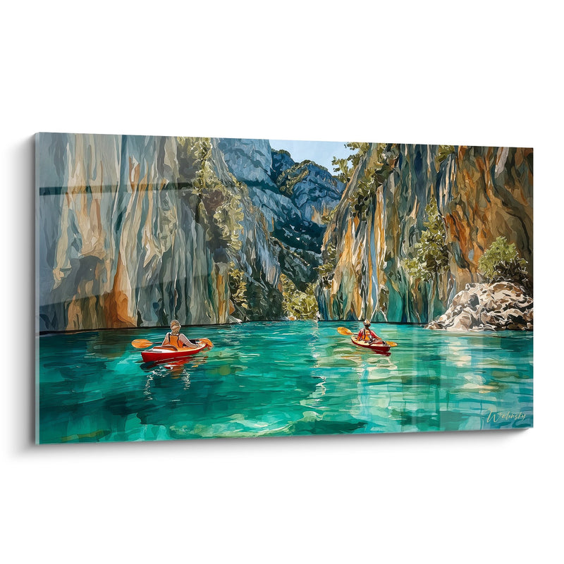 Kayak Verdon Gorges Painting - Turquoise Adventure - Verdon Gorges Edition