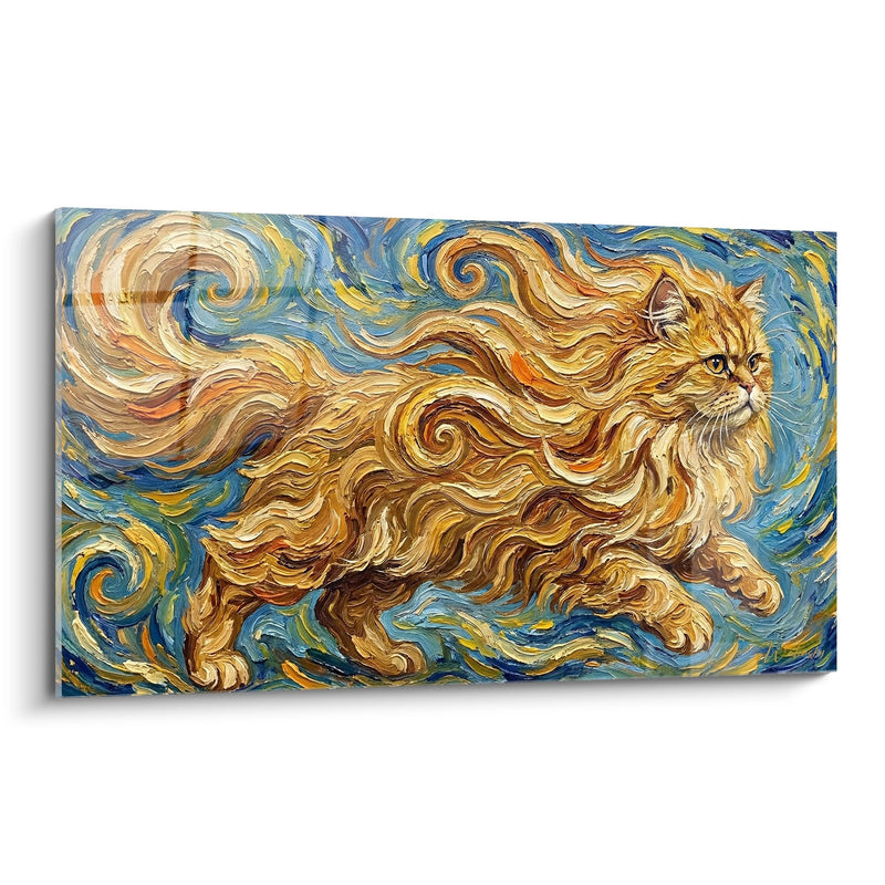 Persian Cat Painting Van Gogh - Golden Swirls - Persian Cat Edition