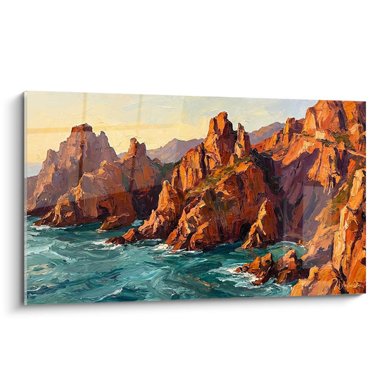 Schilderij Klippen van Corsica - Wilde Kust bij Zonsondergang - Editie Corsica
