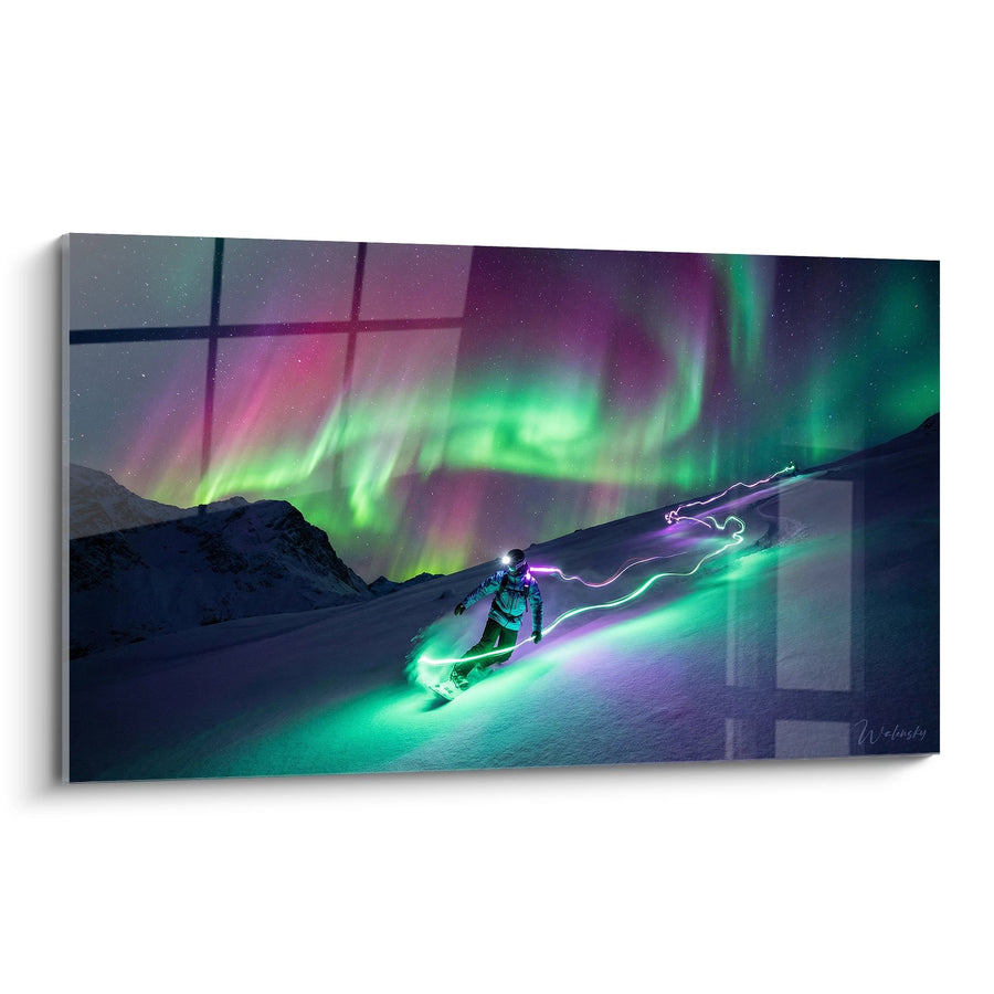 Tableau Snowboard Aurores Boréales - Rider Nocturne - Edition Snowboard