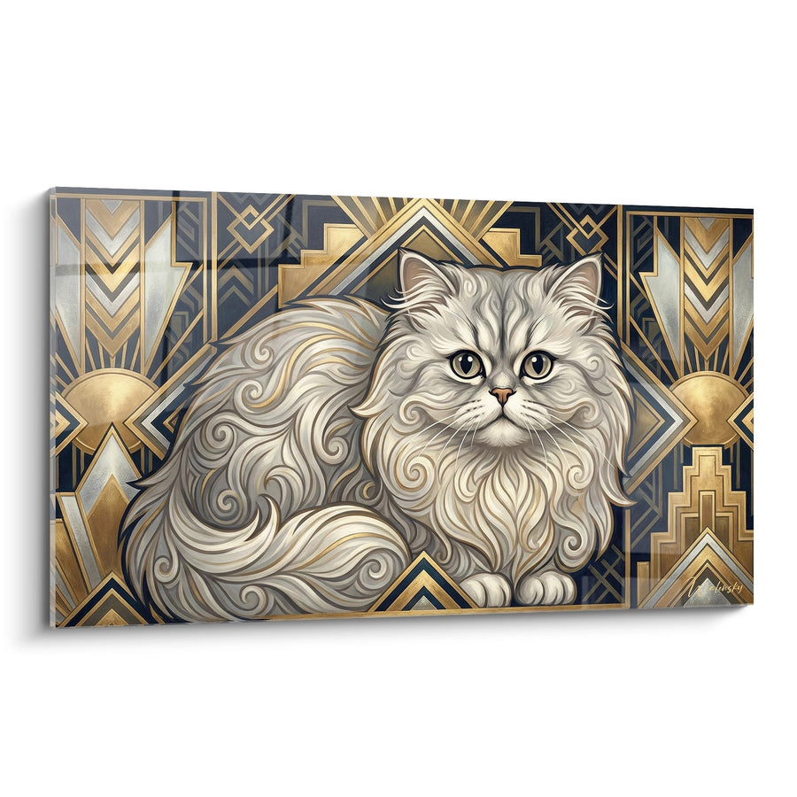 Tableau Chat Persan Art Déco - Majesté Dorée - Edition chat Persan