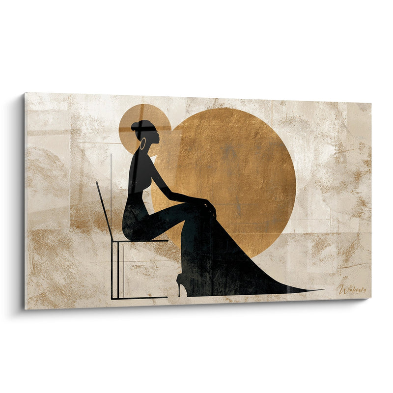 African Woman Silhouette Painting - Golden Elegance - African Culture Edition
