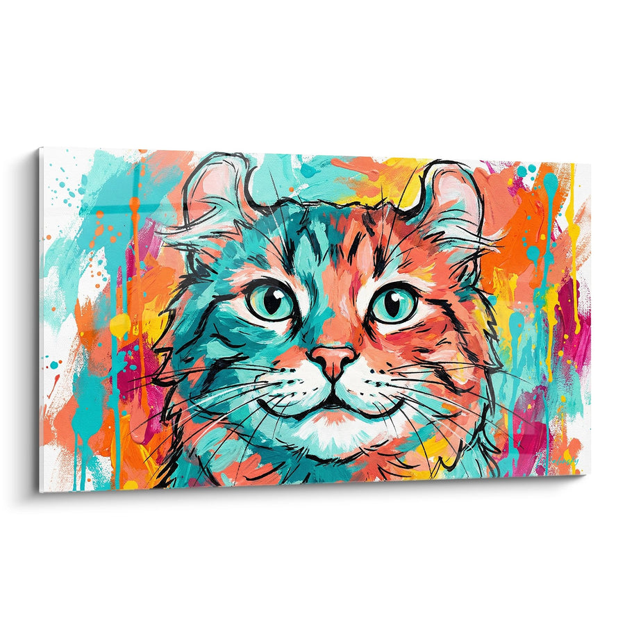 Tableau Chat American Curl Coloré - Art Abstrait Vibrant - Edition chat American Curl