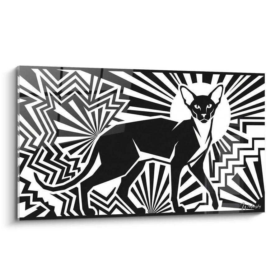 Tableau Chat Oriental Silhouette Art Deco - Geometrie Moderne - Edition chat Oriental Shorthair