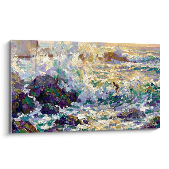 Schilderij Impressionistische Golven - Kleurrijke Storm - Editie Surf