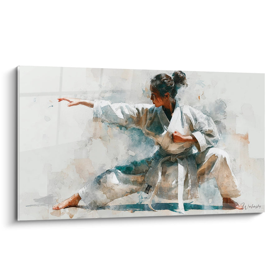 Tableau Karaté Kata Féminin - Grâce Martiale Aquarelle - Edition Karaté