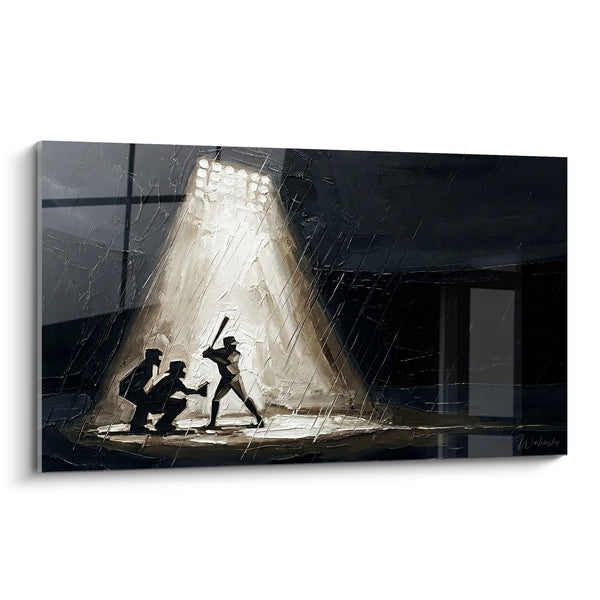 Night Baseball Wall Art - Escape in the Rain - Baseball Edition