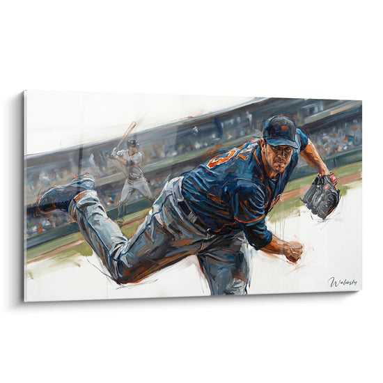 Obraz Zawodnika Baseballu - Dynamiczna Akcja - Edycja Baseball
