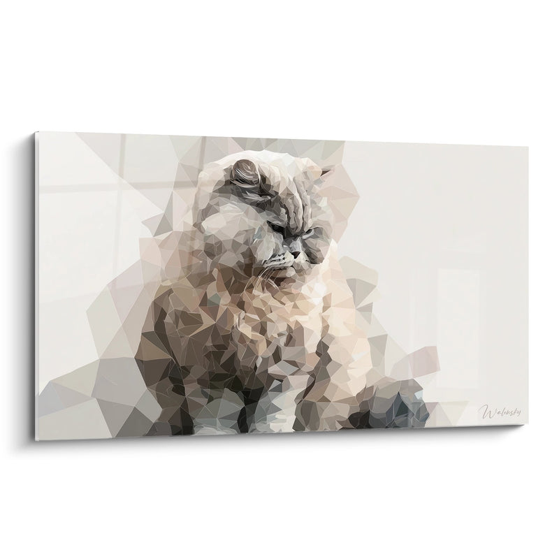 Polygonales Selkirk-Rex-Katzen-Gemälde – Moderne geometrische Kunst – Selkirk-Rex-Katzen-Edition