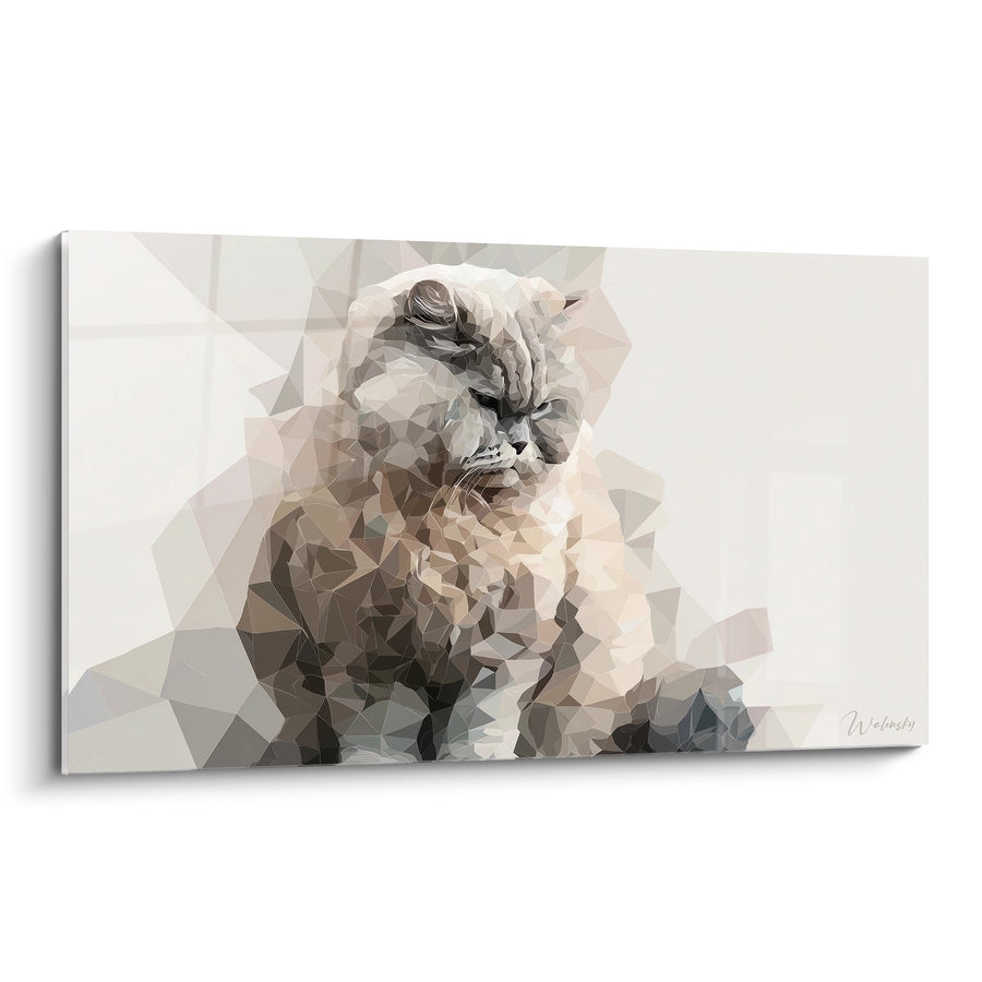 Tableau Chat Selkirk Rex Polygonal - Art Géométrique Moderne - Edition chat Selkirk Rex
