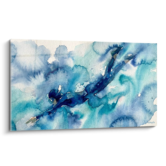 Cuadro Buceador Abstracto - Inmersión Azul Turquesa - Edición Buceo Submarino
