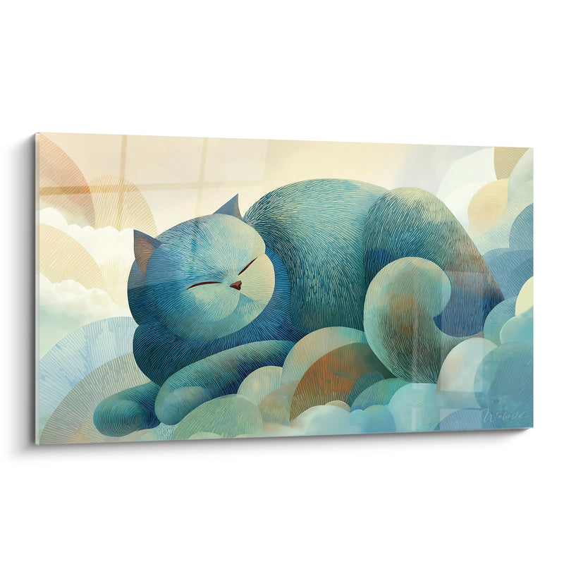 Tableau Chat Endormi dans les Nuages - Rêverie Céleste - Edition chat American Shorthair
