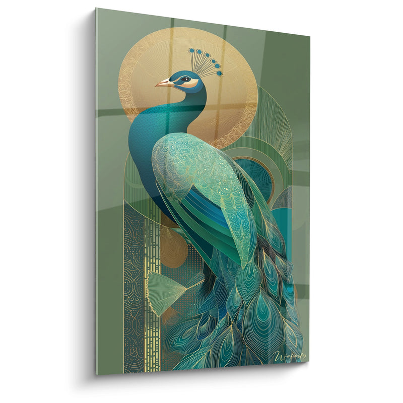 Pfau-Gemälde Art Déco - Goldene Majestät - Art-Déco-Edition