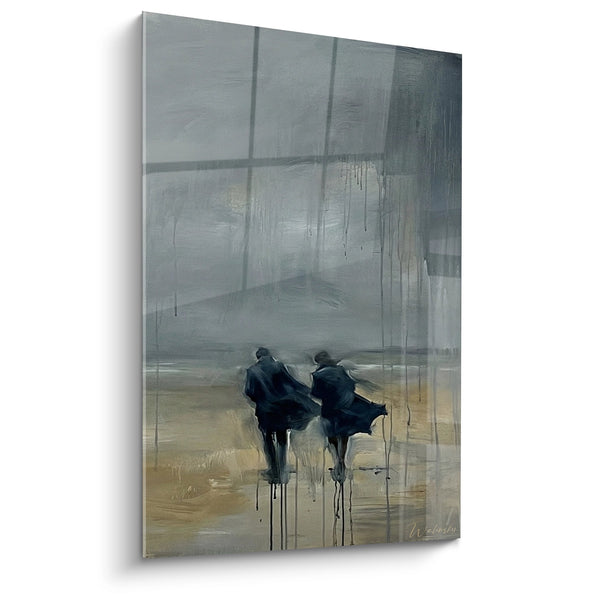Schilderij Silhouetten in de regen - Normandische melancholie - Editie Normandië