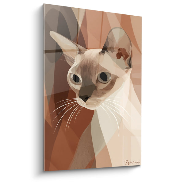 Cuadro Gato Singapura Geométrico - Retrato Artístico Moderno - Edición gato Singapura