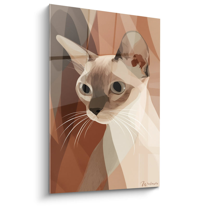 Tableau Chat Singapura Geometrique - Portrait Artistique Moderne - Edition chat Singapura