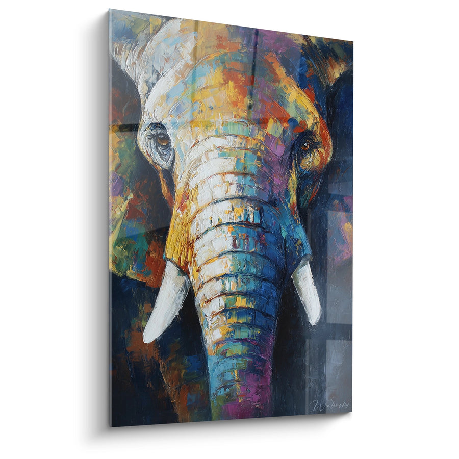 Tableau Éléphant Multicolore - Majesté Abstraite - Edition Animaux d'Afrique