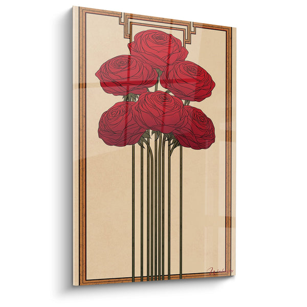 Cuadro Rosas Rojas - Elegancia Floral Art Deco - Edición Art déco