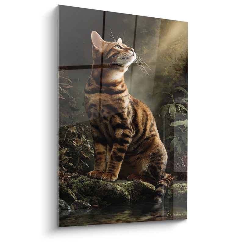 Tableau Chat Bengal Contemplatif - Sérénité au Bord de l'Eau - Edition Chat Bengal