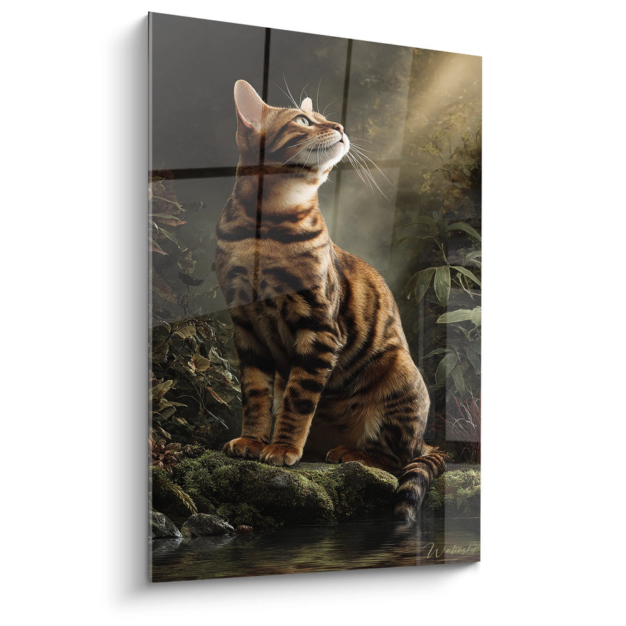 Tableau Chat Bengal Contemplatif - Sérénité au Bord de l'Eau - Edition Chat Bengal