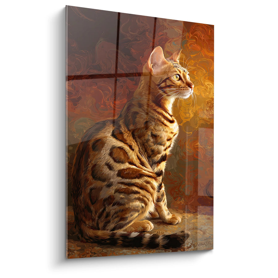 Tableau Chat Bengal Assis - Lumière Dorée - Edition chat Bengal