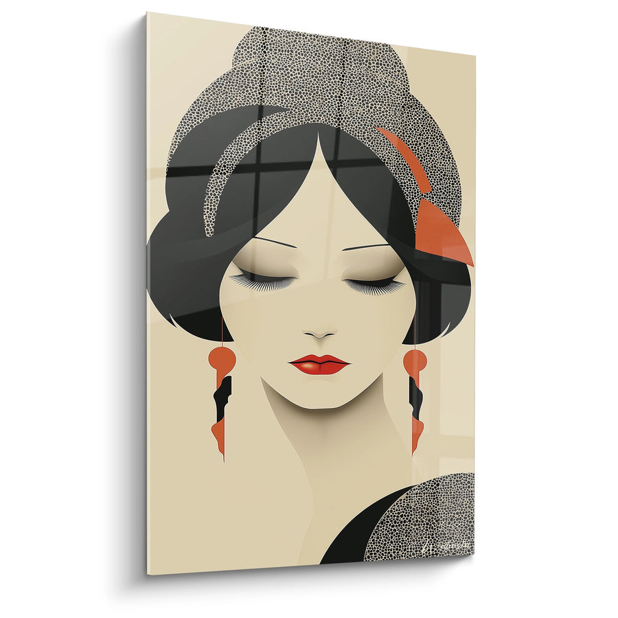 Tableau Femme Art Déco - Élégance Moderne aux Boucles d'Oreilles - Edition Art déco