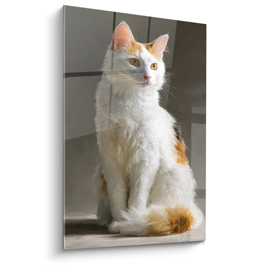 Schilderij Kat Turkse Van Zittend - Katachtige Elegantie - Editie Kat Turkse Van