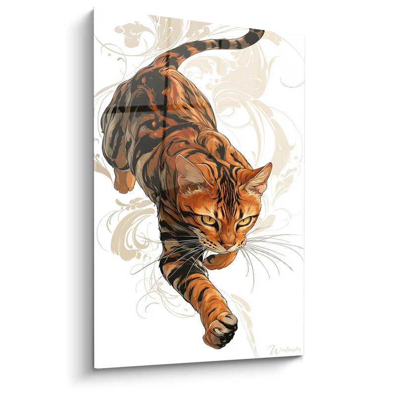 Tableau Chat Toyger Élégant - Grâce Féline en Mouvement - Edition chat Toyger