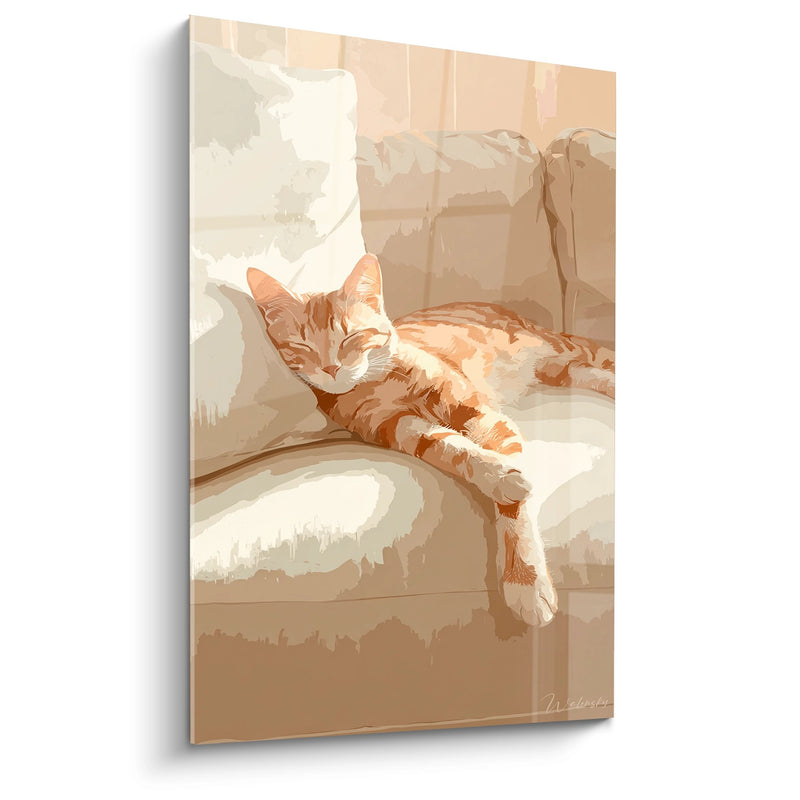 Tableau Chat Roux Endormi - Sérénité Dorée - Edition chat American Shorthair